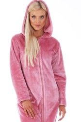 SIENA dlouhý župan s kapucí a zipem, Starorůžová, vel. XL, galerie